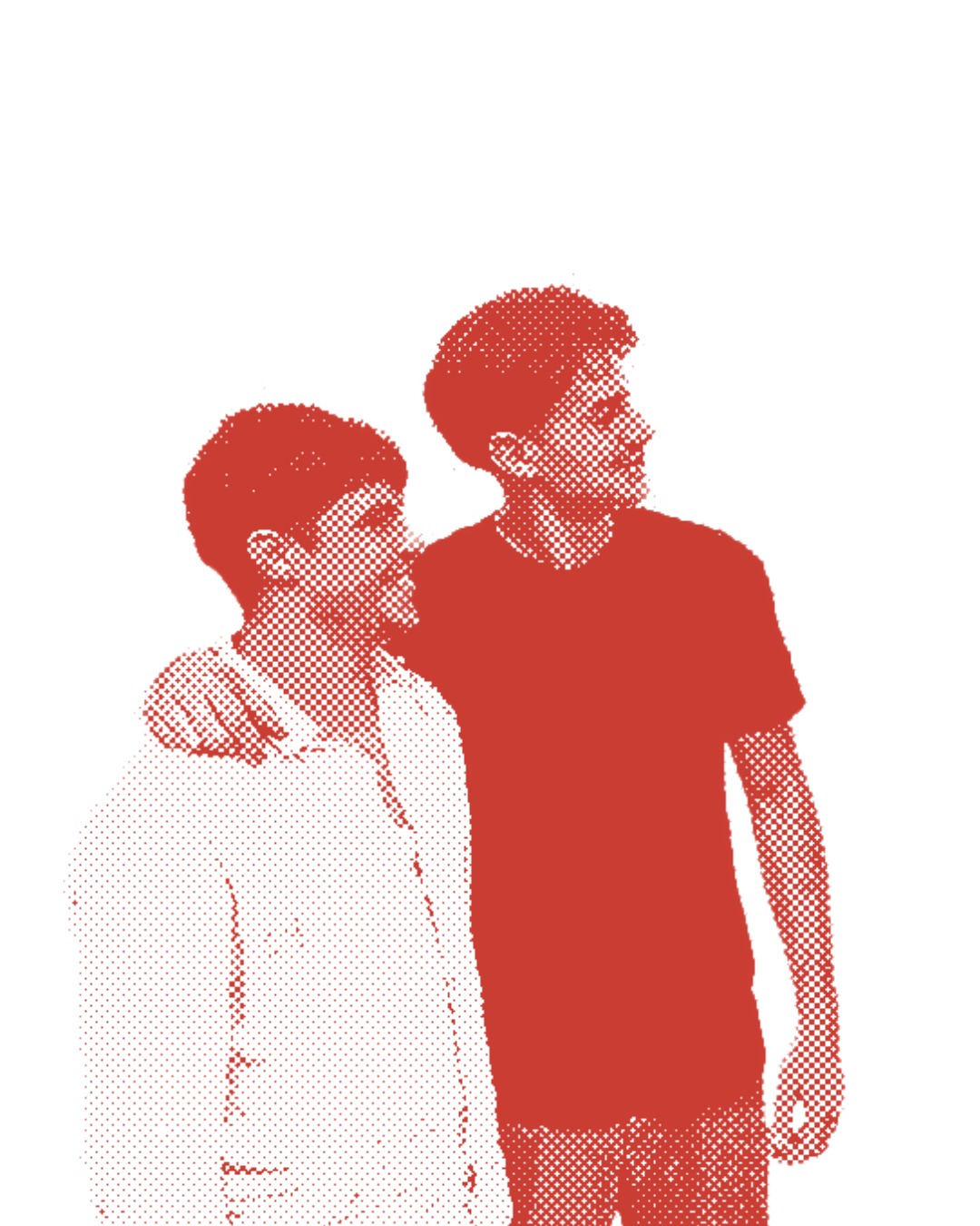Nathan et Matthieu, début de l'aventure SOVIENER, illustration halftone rouge